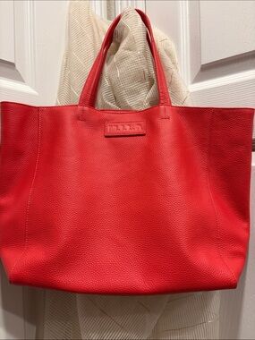 M.I.L.A Red Textured Leather Tote
